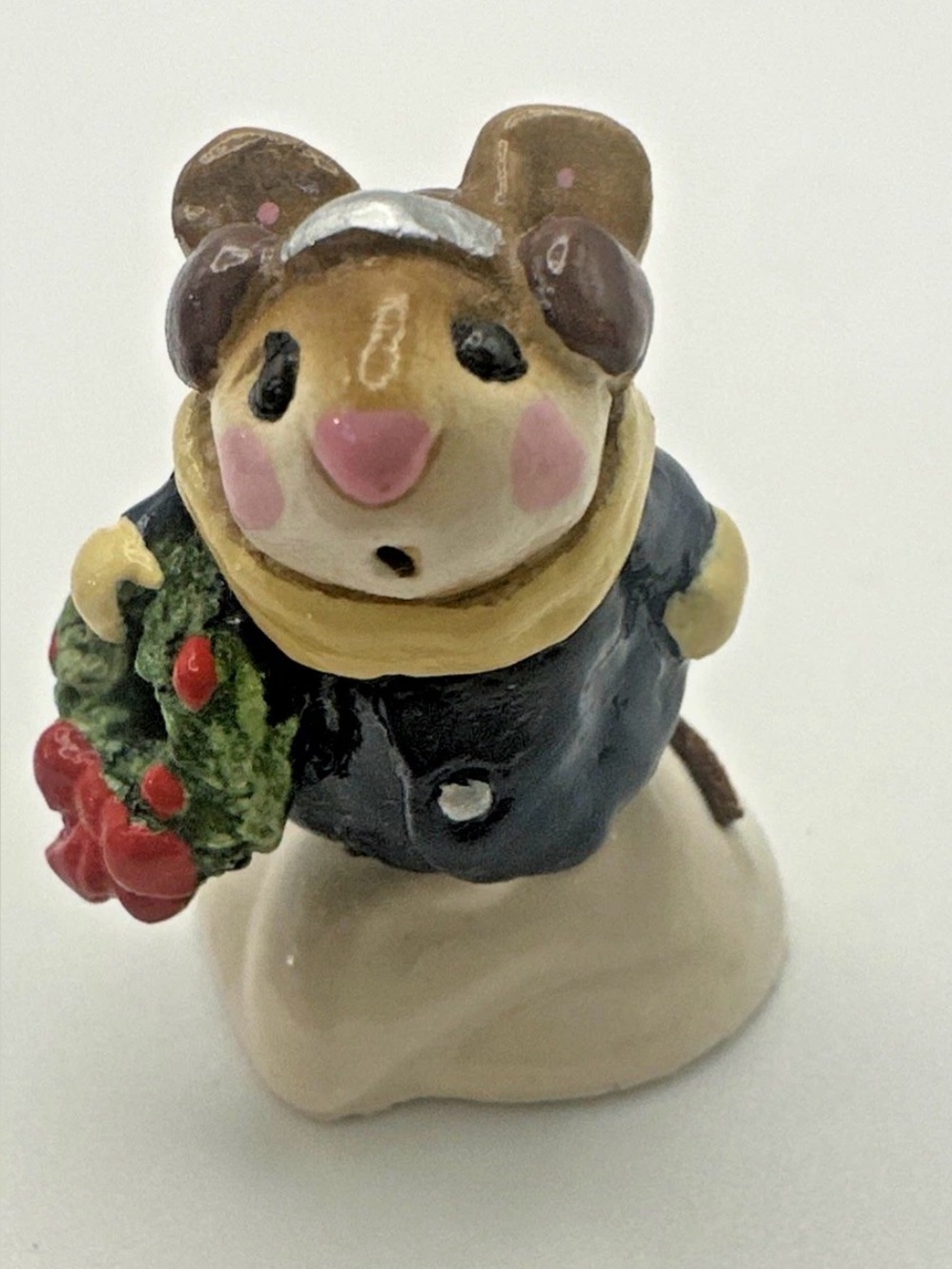 Wee Forest Folk HOLLY MOUSE Blue Coat M-087 Christmas 1982 Annette Petersen WFF